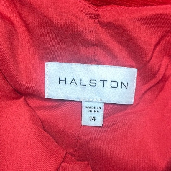 Halston Lizza Chiffon Halter Silk Gown Red Size 14 NWT - Picture 5 of 12
